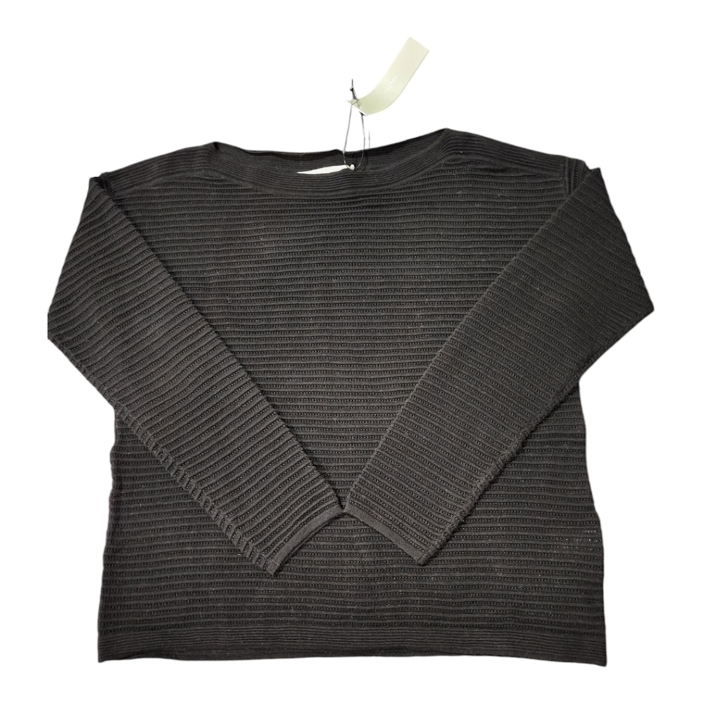 Revolve One Grey Day Textured Ribbed Long Sleeve Top Black 100% Cotton Size XS